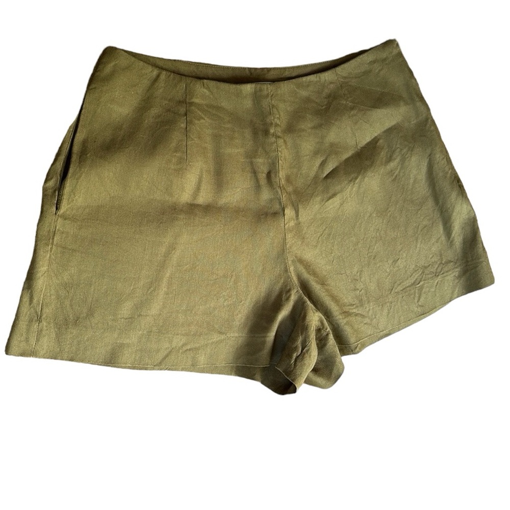 Antonio Melani  olive khaki green linen  high waisted shorts 3” in seam size 6 - Picture 2 of 3